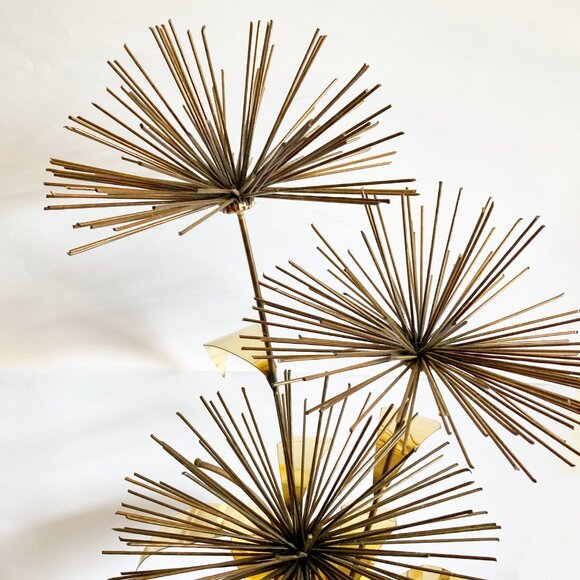 Vintage Mario Jason Brass Iron Marble Sculpture Signed Floral MCM Dandelion 3 - Picture 6 of 6